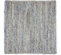 Alfombra de yute Kilim trenzada a mano con patrón de rayas de yute de 5 x 5 pulgadas de grosor, 0.27 pulgadas, patrón de rayas azules, alfombras cuadradas Chindi para sala de estar, habitación de los