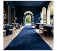 Alfombra decorativa azul, elegante alfombra de pasillo con borde, tapete de poliéster lavable y resistente for bodas, mesa de registro, escenario y apertura de negocios(3'3" x 65'7" (Rectangular))