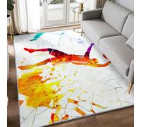 Alfombra decorativa de 60 x 90 cm Acuarela Sport Baloncesto Atleta para Salón, Arte Abstracto, Moqueta impresa, lavable a máquina, color blanco, alfombra suave antideslizante para dormitorio, oficina