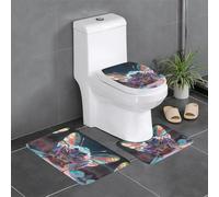 Alfombra decorativa de felpa con diseño de criaturas holográficas, juego de 3 protectores de baño, dormitorio, cocina, bañera, hogar, alfombra absorbente al aire libre