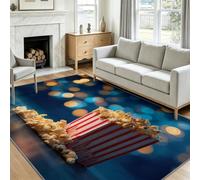 Alfombra decorativa decorativa vintage cine, alfombra de dormitorio 80 x 150 cm, antideslizante, para sala de estar, comedor, dormitorio, habitación infantil, lavable a máquina, palomitas de maíz