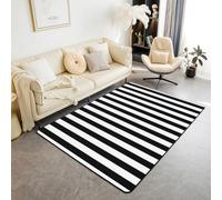 Alfombra decorativa negra y blanca de 150 x 200 cm, juego de ropa de cama para niños y niñas, decoración geométrica para dormitorio, microfibra suave, transpirable, arte moderno, tapete para