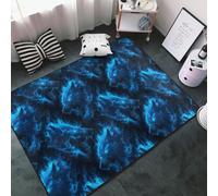Alfombra decorativa para salón - Alfombra antideslizante lavable de 0,9 x 15,2 cm - Alfombra interior suave con estampado de lobo azul frío para dormitorio, salón, comedor, dormitorio, 152,4 x 99,1 cm