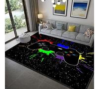 Alfombra del Controlador de Juegos Antideslizante Alfombra para Puerta Sala de Estar Dormitorio Juego para Niños Alfombra para Gatear Graffiti Game Console Grande Rug (Negro,140x200 cm)