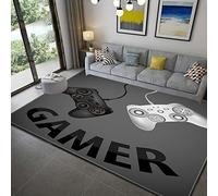 Alfombra del Controlador de Juegos Antideslizante Alfombra para Puerta Sala de Estar Dormitorio Juego Para Niños Alfombra para Gatear Graffiti Game Console Grande Rug (Gris,100x150 cm)