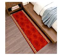 Alfombra Del Vestíbulo, Apilada con 0,6 cm de Patrón Floral Rojo Protector Del Suelo Polvo Coleccionista Antideslizante, Suave Y Insonorizado Decoración de la Entrada de la Sala de Estar/a/80X100Cm