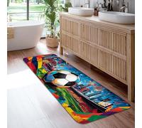 Alfombra deportiva con diseño de balón de fútbol, diseño de confeti colorido para eventos deportivos, color verde, esponja de pelo bajo, suave rectangular, resistente a las manchas para cocina