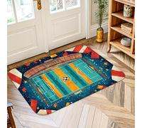Alfombra deportiva de fútbol con estrellas de fútbol, color verde, de pelo bajo, esponja estética, rectangular, acentos para baño, entrada, mesita de noche, lavandería, decoración de 2 x 3 pies