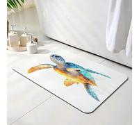 Alfombra Diatomita Baño 30 x 40 cm, Animal Alfombra Bañera Antideslizante, Ducha Secado Rapido Alfombrilla Baño, Alfombrilla de Baños Lavable, Fácil de Limpiar, para Ducha, tortuga marina O-3323