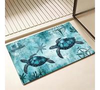 Alfombra Diatomita Baño 50 x 80 cm, Ducha Secado Rapido Alfombrilla Baño, Verde Alfombra Bañera Antideslizante, Alfombrilla de Baños Lavable, Fácil de Limpiar, para Ducha, Bañera Tortuga marina D-6334