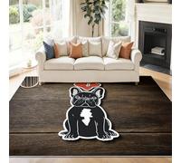 Alfombra Dibujo Animado Bulldog Francés Corazón Pelo Corto Antideslizante Alfombra Negro Rojo Fácil de Limpiar Alfombras para Habitacion Comedor Dormitorio Cocina, 160 x 230 cm