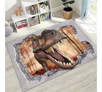 Alfombra Dinosaurio 3D con Efecto de Ilusión de Pared Rota, Gran Tapete Antideslizante Lavable para Salón, Dormitorio y Sofá, Felpudo Interior Decorativo para Adolescentes (Color 6,80x120cm)
