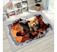 Alfombra Dinosaurio 3D con Efecto de Ilusión de Pared Rota, Gran Tapete Antideslizante Lavable para Salón, Dormitorio y Sofá, Felpudo Interior Decorativo para Adolescentes (Color 1,80x160cm)