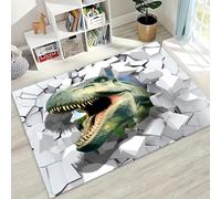 Alfombra Dinosaurio 3D con Efecto de Ilusión de Pared Rota, Gran Tapete Antideslizante Lavable para Salón, Dormitorio y Sofá, Felpudo Interior Decorativo para Adolescentes (Color 4,100x120cm)
