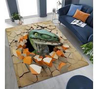 Alfombra Dinosaurio 3D con Efecto de Ilusión de Pared Rota, Gran Tapete Antideslizante Lavable para Salón, Dormitorio y Sofá, Felpudo Interior Decorativo para Adolescentes (Color 2,160x200cm)