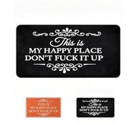Alfombra divertida - This is My Happy Space, Don't Mess It Up, felpudo antideslizante duradero, alfombra de bienvenida, franela absorbente para interiores y exteriores, regalo humorístico (BLACK,S)
