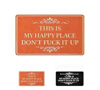 Alfombra divertida - This is My Happy Space, Don't Mess It Up, felpudo antideslizante duradero, alfombra de bienvenida, franela absorbente para interiores y exteriores, regalo humorístico (ORANGE,S)