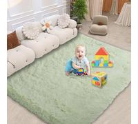 Alfombra Dormitorio 125 x 190 cm, Lavable Antideslizante, Resistente, Grandes Tamaños, Lavable en Lavadora, Antideslizante - Alfombra Dormitorio, para Sala de Estar, Verde Claro
