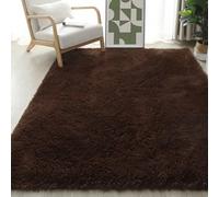 Alfombra Dormitorio 60 x 110 cm Pelo Largo Alfombras Dormitorio Modernas Talla para Salón, Habitación de Los Niños, marrón