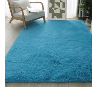 Alfombra Dormitorio 60 x 140 cm Pelo Largo Alfombras Dormitorio Modernas Talla para Salón, Habitación de Los Niños, Azul