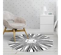 Alfombra Dormitorio Matrimonio Antideslizante 140X140cm,Círculo Moderno Negro para Debajo del Escritorio,Infantil Habitacion,Dormitorio