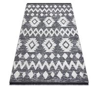 Alfombra ECO sisal BOHO MOROC Etno Zigzag 22319 franjas - dos niveles de vellón gris / crema alfombra reciclada 117x170 cm
