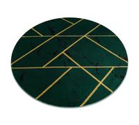 Alfombra EMERALD exclusivo 1012 circulo - glamour elegante mármol geométrico botella verde / oro circulo 120 cm