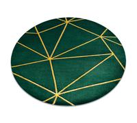 Alfombra EMERALD exclusivo 1013 circulo - glamour elegante geométrico botella verde / oro circulo 120 cm