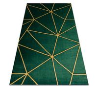 Alfombra EMERALD exclusivo 1013 glamour elegante geométrico botella verde / oro 240x330 cm
