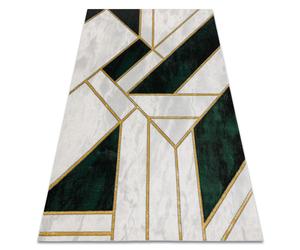 Alfombra EMERALD exclusivo 1015 glamour elegante mármol geométrico botella verde / oro 140x190 cm
