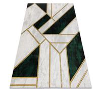Alfombra EMERALD exclusivo 1015 glamour elegante mármol geométrico botella verde / oro 80x150 cm