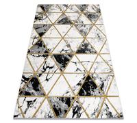 Alfombra EMERALD exclusivo 1020 glamour elegante mármol triangulos negro / oro 120x170 cm