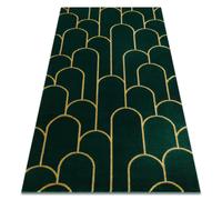 Alfombra EMERALD exclusivo 1021 glamour elegante art deco botella verde / oro 140x190 cm