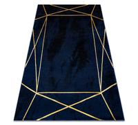 Alfombra EMERALD exclusivo 1022 glamour elegante geométrico azul oscuro / oro 200x290 cm