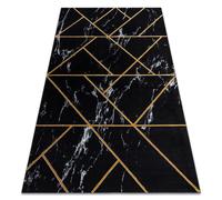 Alfombra EMERALD exclusivo 2000 glamour elegante geométrico mármol negro / oro 80x150 cm