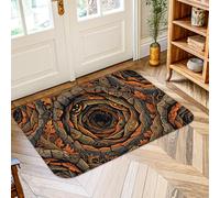 Alfombra en espiral, diseño de hojas inspiradas en la naturaleza mística, color marrón, antideslizante, resistente a la decoloración, entrada, baño, cocina, puerta, decoración de 2 x 3 pies