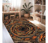 Alfombra en espiral, diseño de hojas inspiradas en la naturaleza mística, color marrón, antideslizante, para interiores, no se desprende, para sala de estar, dormitorio, pasillo, escritorio, oficina