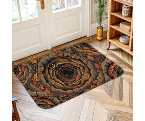 Alfombra en espiral, diseño de hojas inspiradas en la naturaleza mística, color marrón, antideslizante, resistente a la decoloración, entrada, baño, cocina, puerta, decoración de 2 x 3 pies