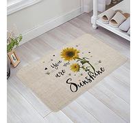 Alfombra Entrada 40X60Cm, Tú Mi Sol Girasol Fondo Retro De Arpillera Marrón Alfombra Ducha Antideslizante Felpudo Entrada Casa para Tienda Dormitorio Puerta