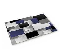 Alfombra Entrada Abstract Geometric Blue Black Mosaic Tile Art Personalized Custom Alfombrilla Antideslizante Moderno Alfombra De Baño Antideslizante Alfombras Limpia Zapatos para Jardín 40X60CM