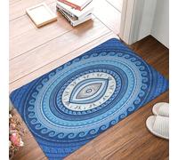 Alfombra Entrada Adorno Griego Mati Mataki Matiasma Mal De Ojo Alfombras Limpia Zapatos Divertidos Alfombra De Baño Absorbente Alfombrilla Antideslizante para Interior Patio Cocina 40X60CM