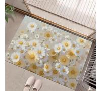 Alfombra Entrada Amarillo Claro Antideslizante Lavables en Lavadora Tapetes Habitacion BañO Cocina Exterior Tapete Estilo Simple y Fresco Patrón de Margaritas Pelo Corto Carpete 90 x 150 cm