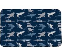 Alfombra Entrada Animal Shark Fish Sea Life Marine Nautical Alfombrilla Antideslizante Absorbente Alfombra De Baño Lavable Alfombras Limpia Zapatos para Pasillo Interior Cocina 40X60CM