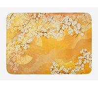 Alfombra Entrada Asian Japanese Cherry Sakura Tree Branches Artwork Marigold and Cream Alfombra Antideslizante Moderno Alfombras Limpia Zapatos Lavable Alfombra De Baño para Pasillo 40X60CM