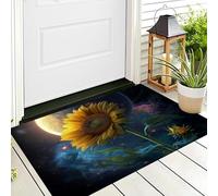 Alfombra Entrada Azul Amarillo Girasol De La Tierra Alfombras Limpia Zapatos Plantas De Paisaje Baño Alfombrilla Antideslizante para Patio Cocina Trasera Interiores Y Exteriores,40X60Cm