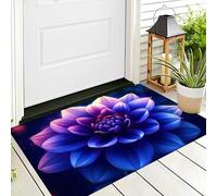 Alfombra Entrada Azul Hermosa Dalia Alfombras Limpia Zapatos Plantas De Fantasía Baño Alfombrilla Antideslizante para Patio Cocina Trasera Interiores Y Exteriores,50X80Cm