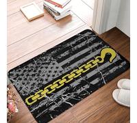 Alfombra Entrada Bandera De Línea Amarilla Delgada De EE. UU., Conductor De Grúa Vintage Alfombras Limpia Zapatos Divertidos Alfombra De Baño Moderno Alfombrilla Antideslizante para 40X60CM