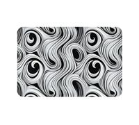 Alfombra Entrada Black and White Swirl Print Alfombrilla Antideslizante Absorbente Alfombra Antideslizante Lavable Alfombra De Baño para Interior Pasillo Garaje 40X60CM