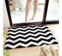 Alfombra Entrada Black and White Zigzag Wave Ripple Alfombra De Baño Antideslizante Alfombras Limpia Zapatos Moderno Alfombrilla Antideslizante para Interior Patio Jardín 40X60CM