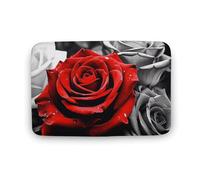 Alfombra Entrada Black White and Red Flower AlfombraAntideslizante Antideslizante Lavable Alfombras Limpia Zapatos para Terraza Pasillo Interior 40x60cm